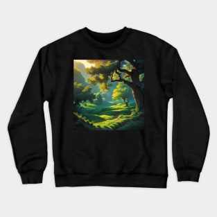 Idyllic Meadow on the outskirts of a Lovely Oak Woodland Crewneck Sweatshirt